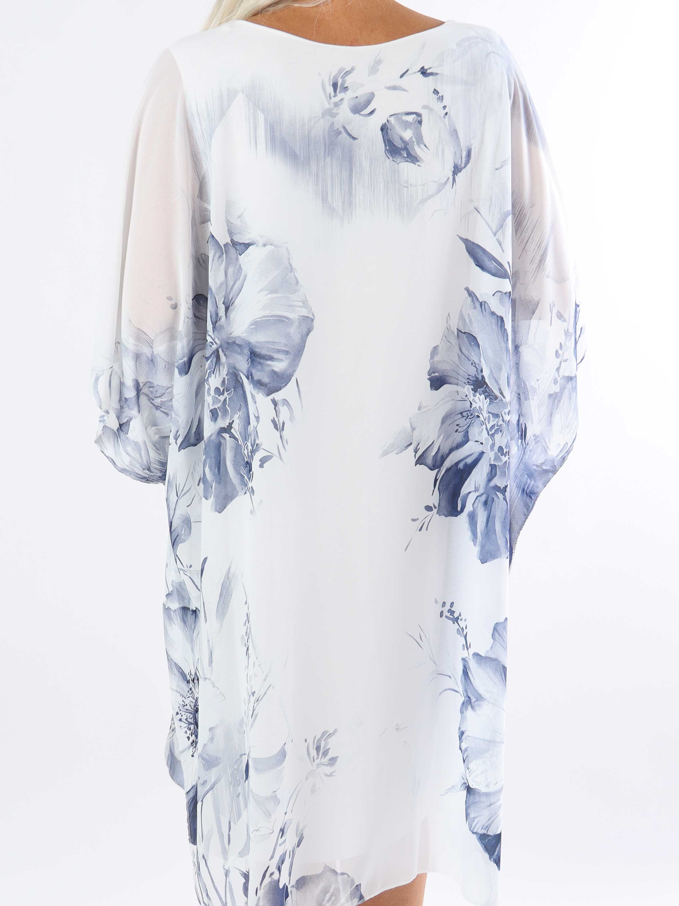 Senja - Plus size kjole i chiffon og underkjole i viskose